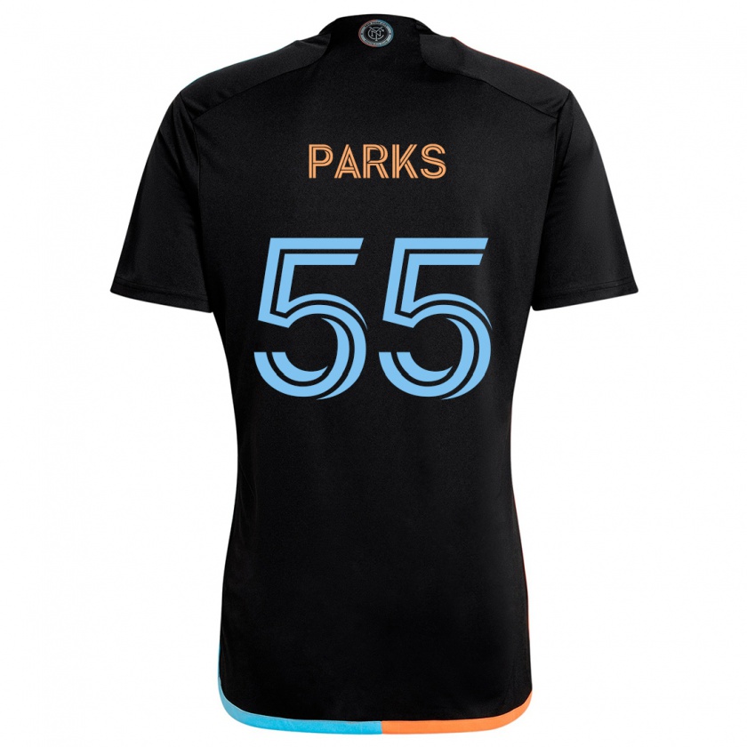 Kandiny Enfant Maillot Keaton Parks #55 Noir Orange Bleu Tenues Extérieur 2024/25 T-Shirt