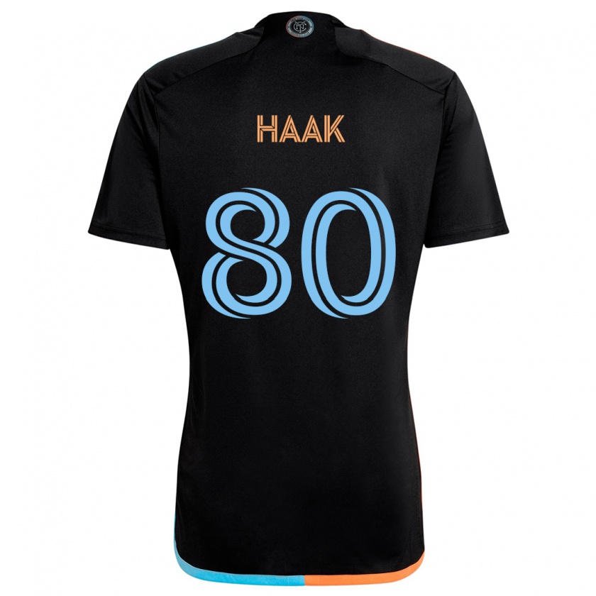 Kandiny Enfant Maillot Justin Haak #80 Noir Orange Bleu Tenues Extérieur 2024/25 T-Shirt