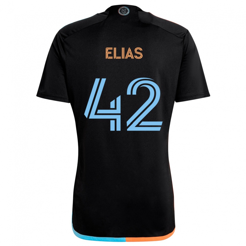 Kandiny Enfant Maillot Piero Elias #42 Noir Orange Bleu Tenues Extérieur 2024/25 T-Shirt