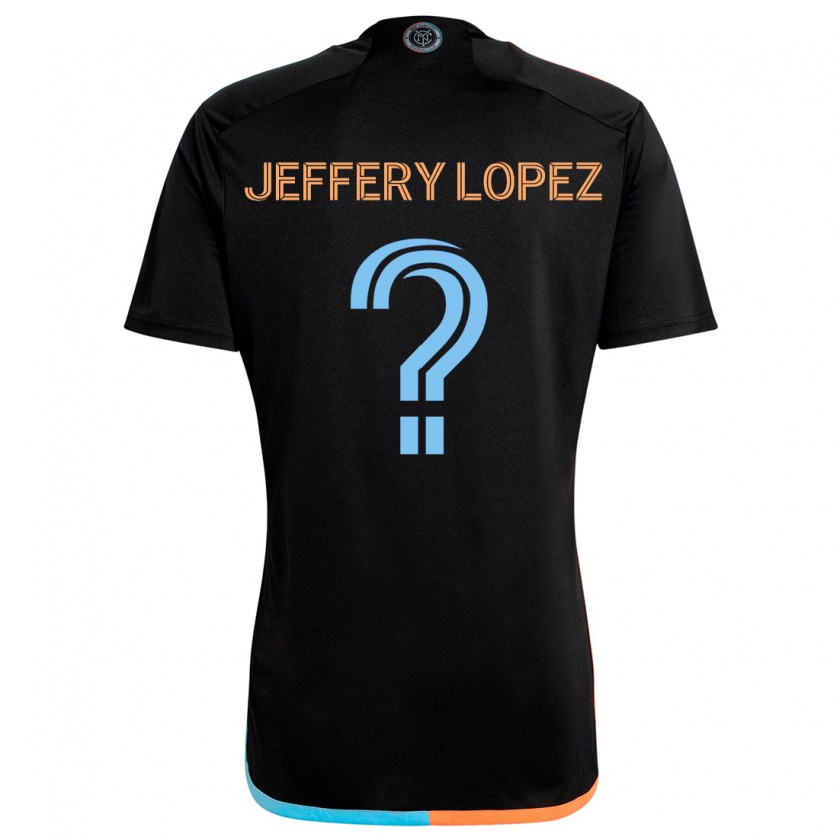 Kandiny Enfant Maillot Jeffery López #0 Noir Orange Bleu Tenues Extérieur 2024/25 T-Shirt