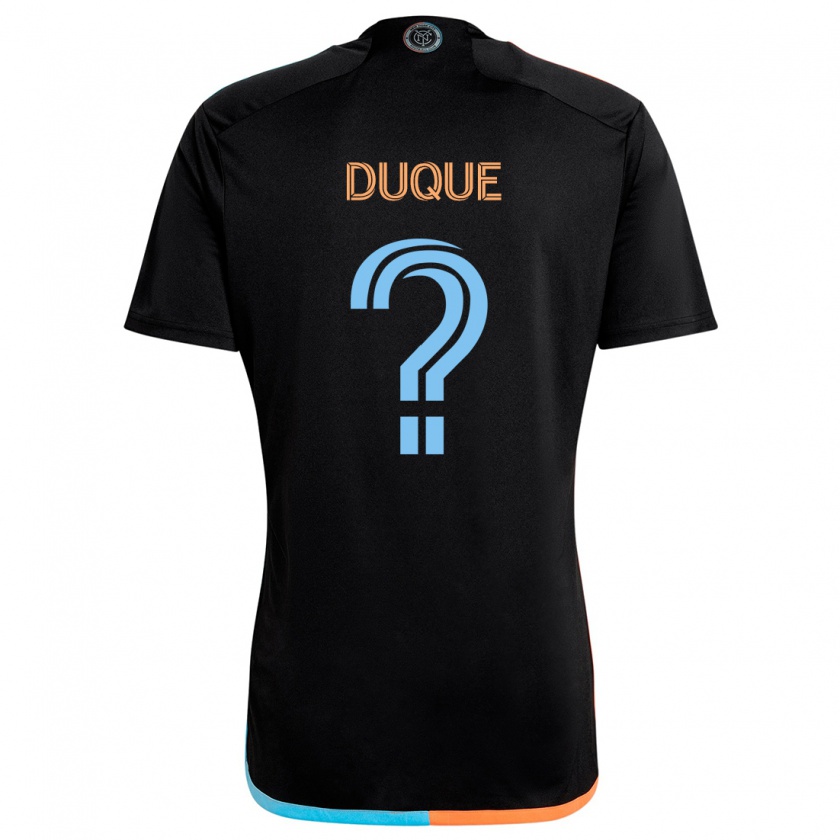 Kandiny Enfant Maillot David Duque #0 Noir Orange Bleu Tenues Extérieur 2024/25 T-Shirt