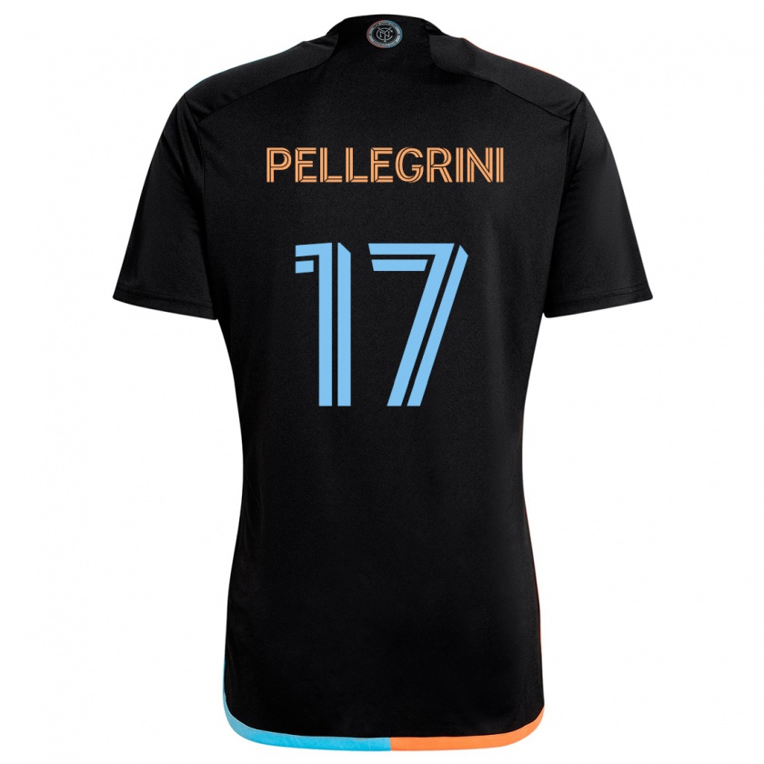 Kandiny Enfant Maillot Matías Pellegrini #17 Noir Orange Bleu Tenues Extérieur 2024/25 T-Shirt