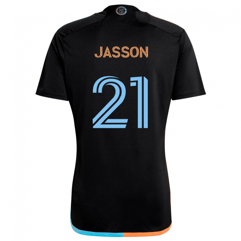 Kandiny Enfant Maillot Andres Jasson #21 Noir Orange Bleu Tenues Extérieur 2024/25 T-Shirt