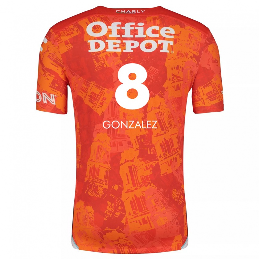 Kandiny Enfant Maillot Bryan González #8 Orange White Tenues Extérieur 2024/25 T-Shirt