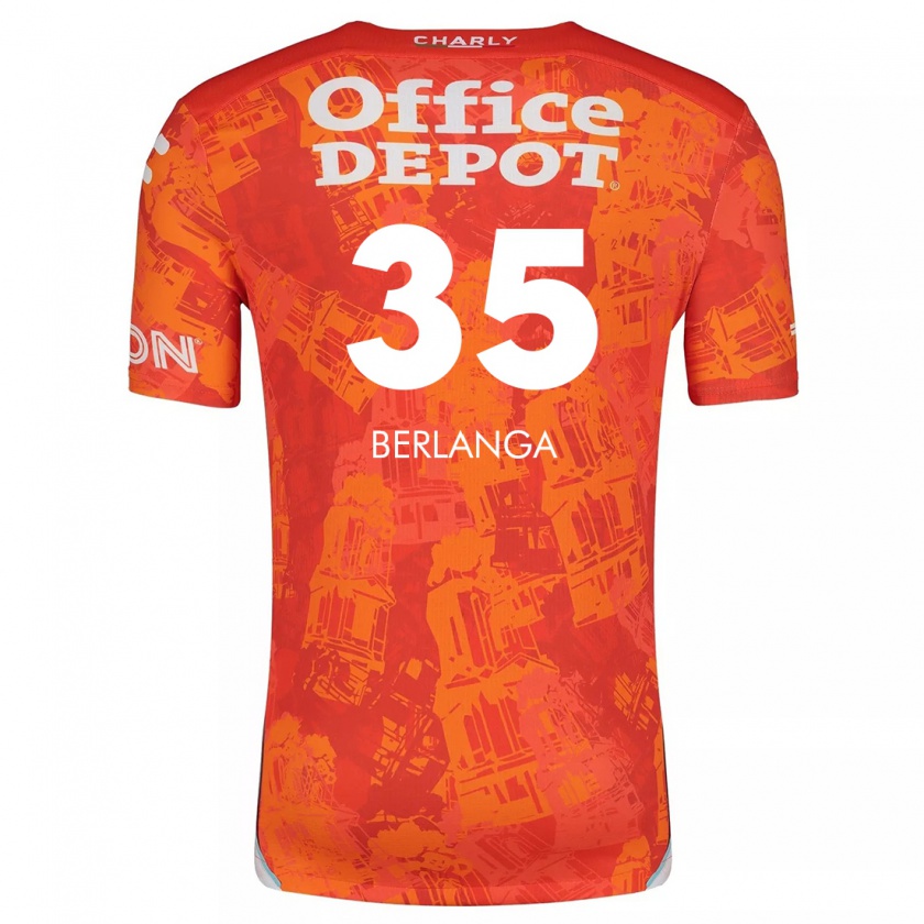 Kandiny Enfant Maillot Jorge Berlanga #35 Orange White Tenues Extérieur 2024/25 T-Shirt