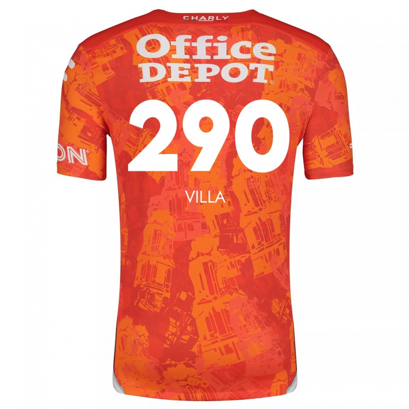 Kandiny Enfant Maillot Adrián Villa #290 Orange White Tenues Extérieur 2024/25 T-Shirt