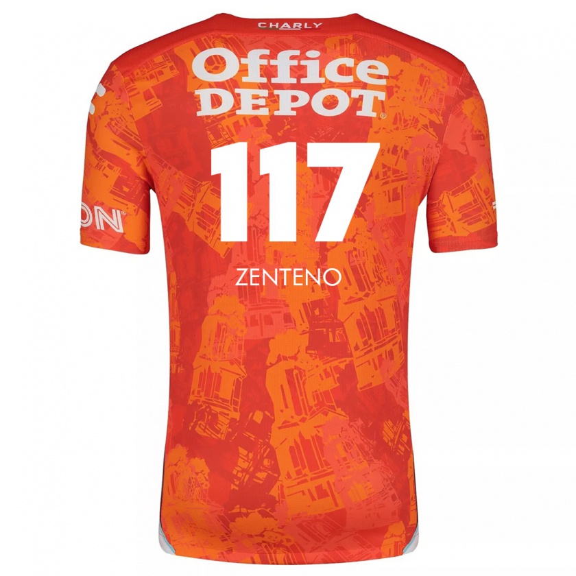 Kandiny Enfant Maillot Gustavo Zenteno #117 Orange White Tenues Extérieur 2024/25 T-Shirt