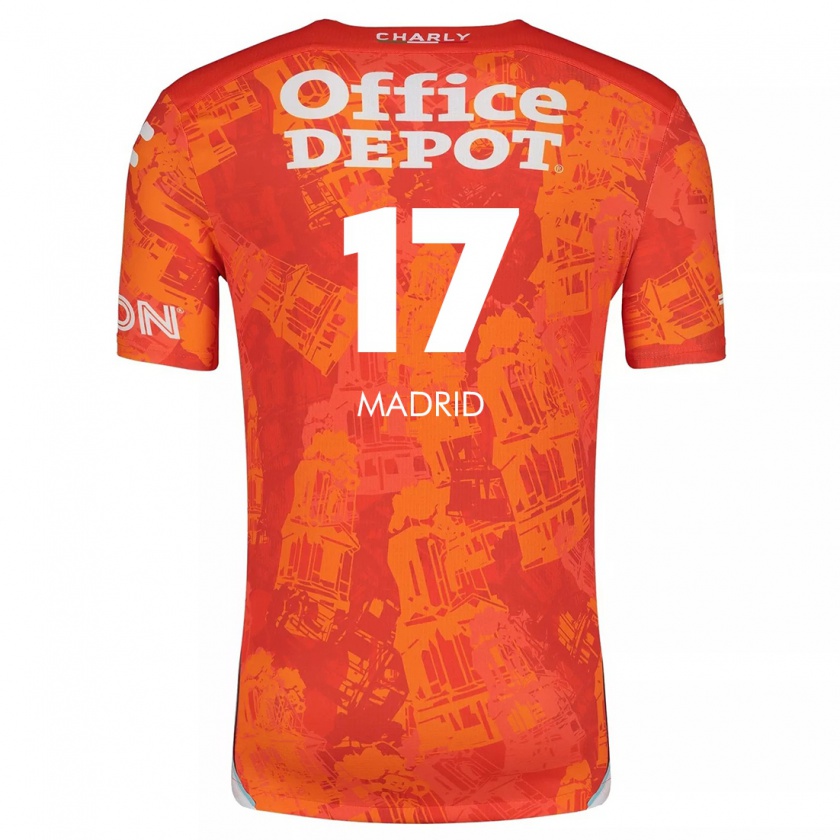 Kandiny Enfant Maillot Yanín Madrid #17 Orange White Tenues Extérieur 2024/25 T-Shirt