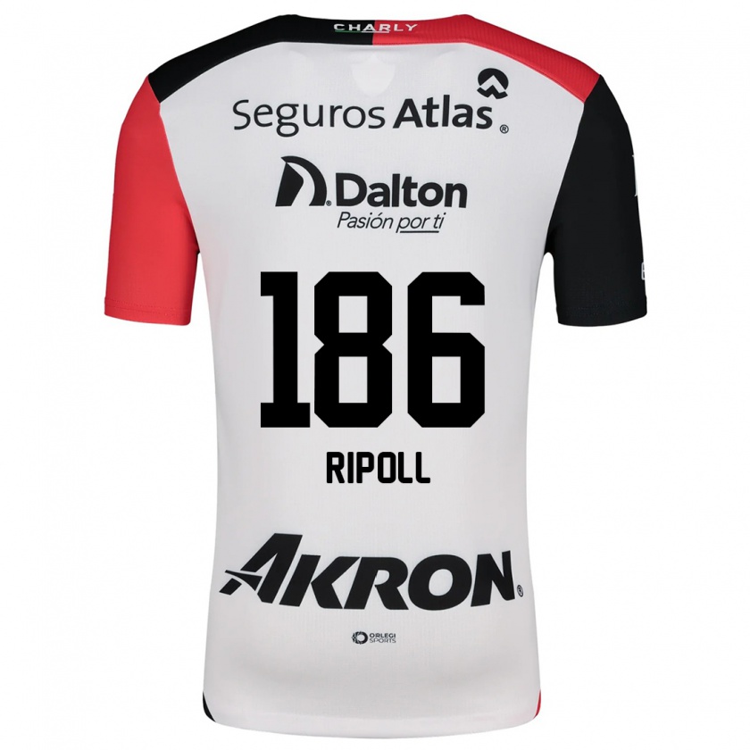 Kandiny Enfant Maillot Alonso Ripoll #186 Blanc Rouge Noir Tenues Extérieur 2024/25 T-Shirt