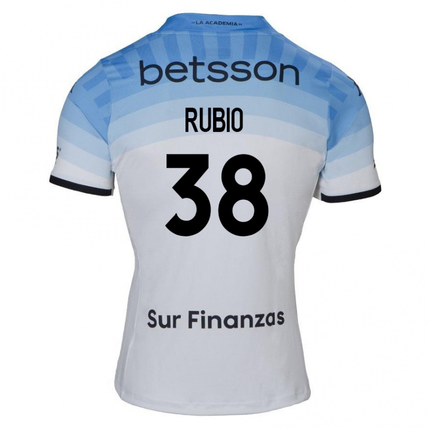 Kandiny Enfant Maillot Tobías Rubio #38 Blanc Bleu Noir Tenues Extérieur 2024/25 T-Shirt