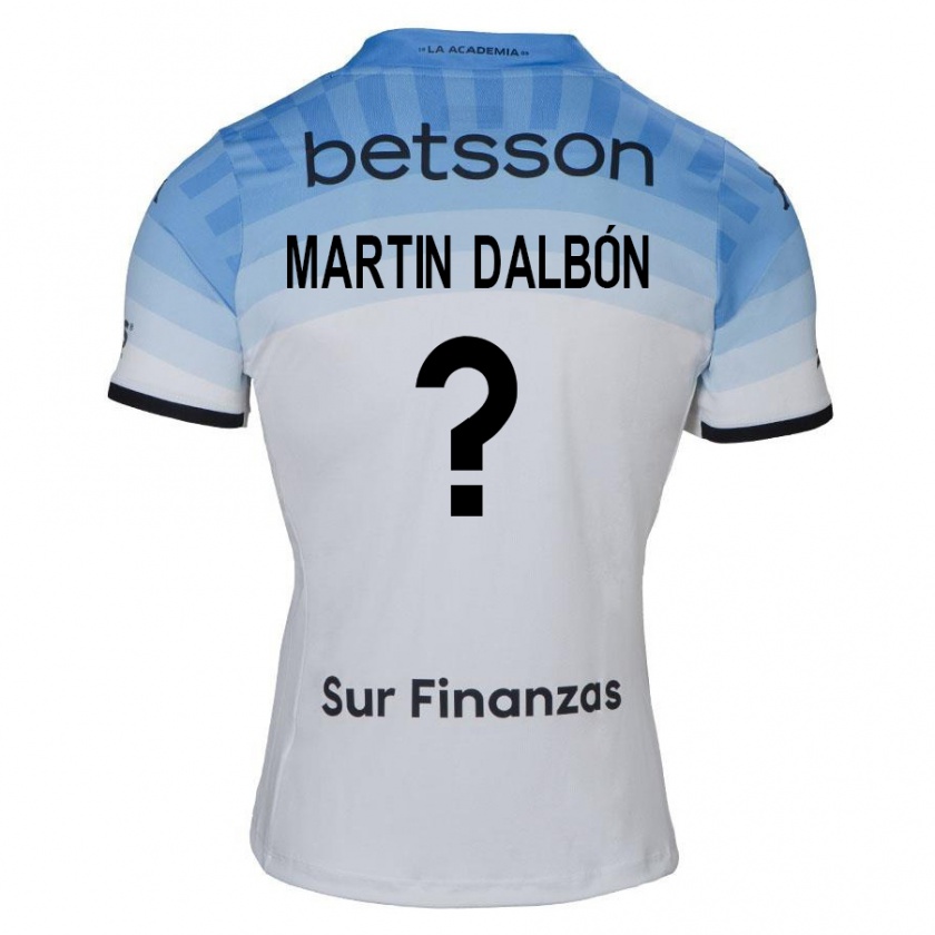 Kandiny Enfant Maillot Juan Martin Dalbón #0 Blanc Bleu Noir Tenues Extérieur 2024/25 T-Shirt