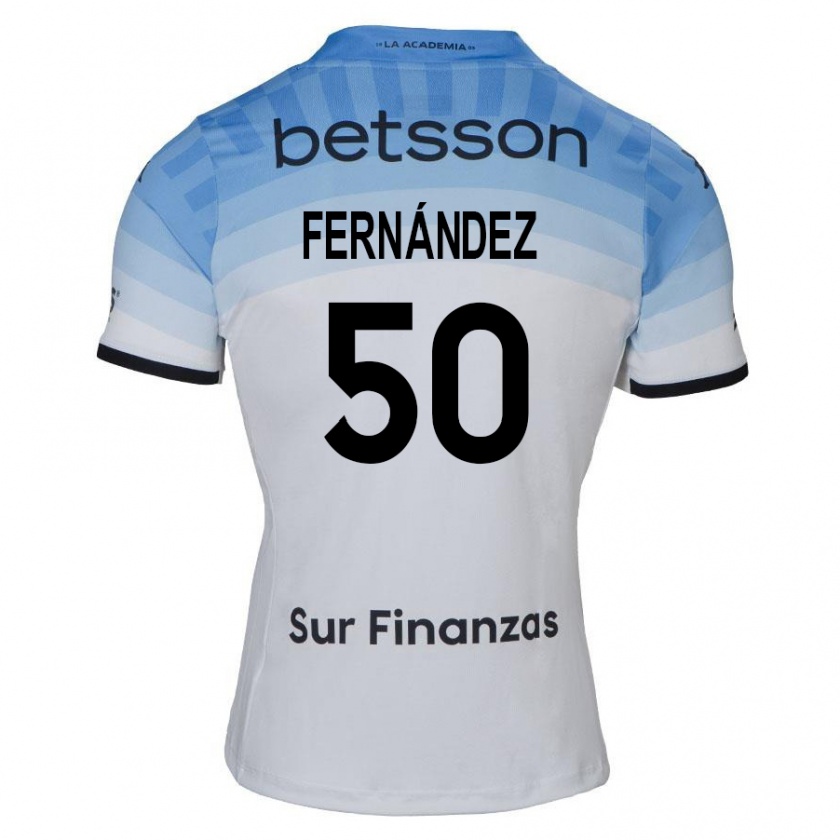 Kandiny Enfant Maillot Román Fernández #50 Blanc Bleu Noir Tenues Extérieur 2024/25 T-Shirt