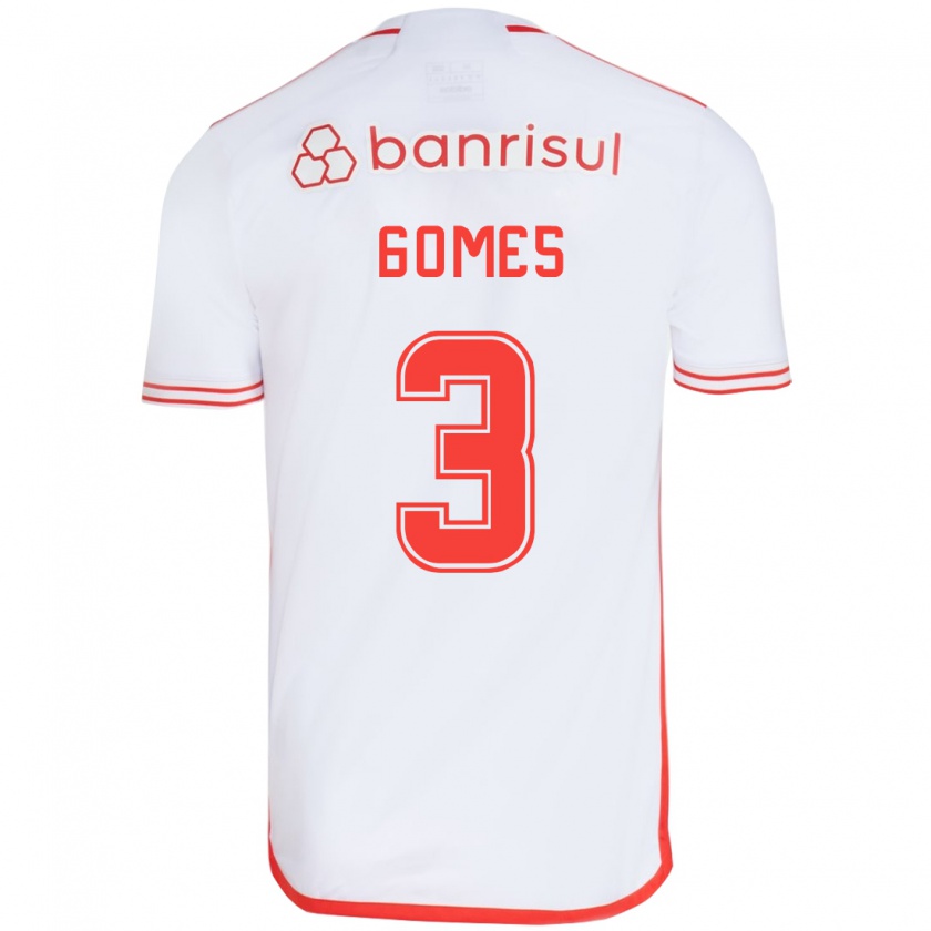 Kandiny Enfant Maillot Igor Gomes #3 Blanc Rouge Tenues Extérieur 2024/25 T-Shirt