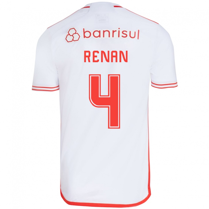 Kandiny Enfant Maillot Robert Renan #4 Blanc Rouge Tenues Extérieur 2024/25 T-Shirt