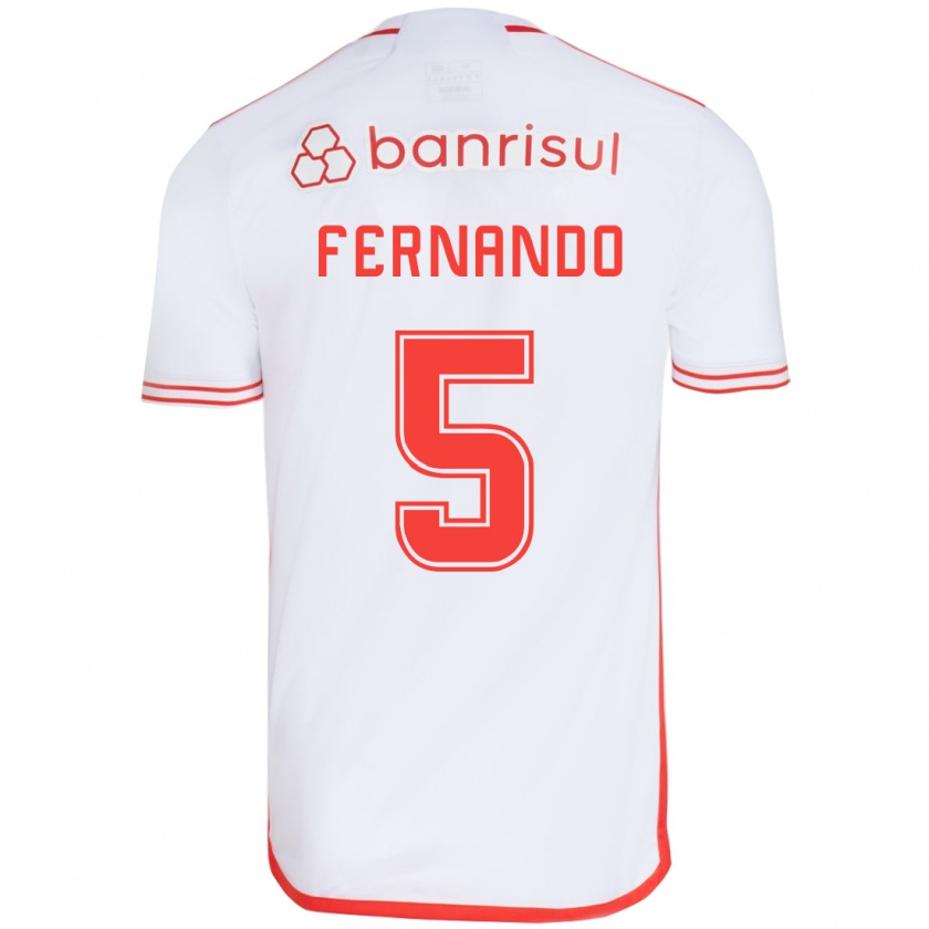 Kandiny Enfant Maillot Fernando #5 Blanc Rouge Tenues Extérieur 2024/25 T-Shirt