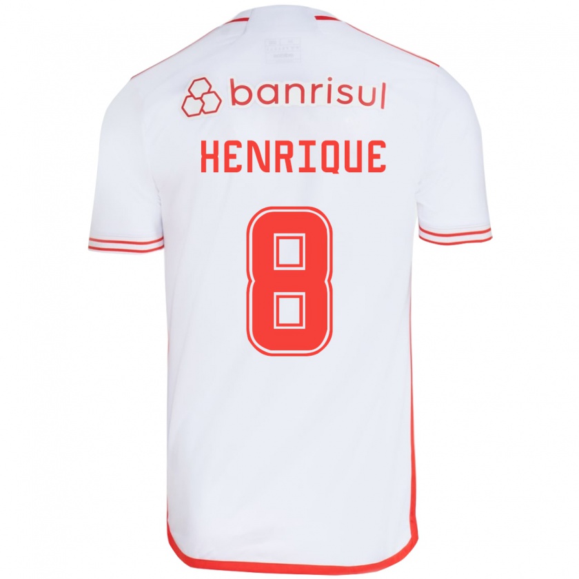 Kandiny Enfant Maillot Bruno Henrique #8 Blanc Rouge Tenues Extérieur 2024/25 T-Shirt