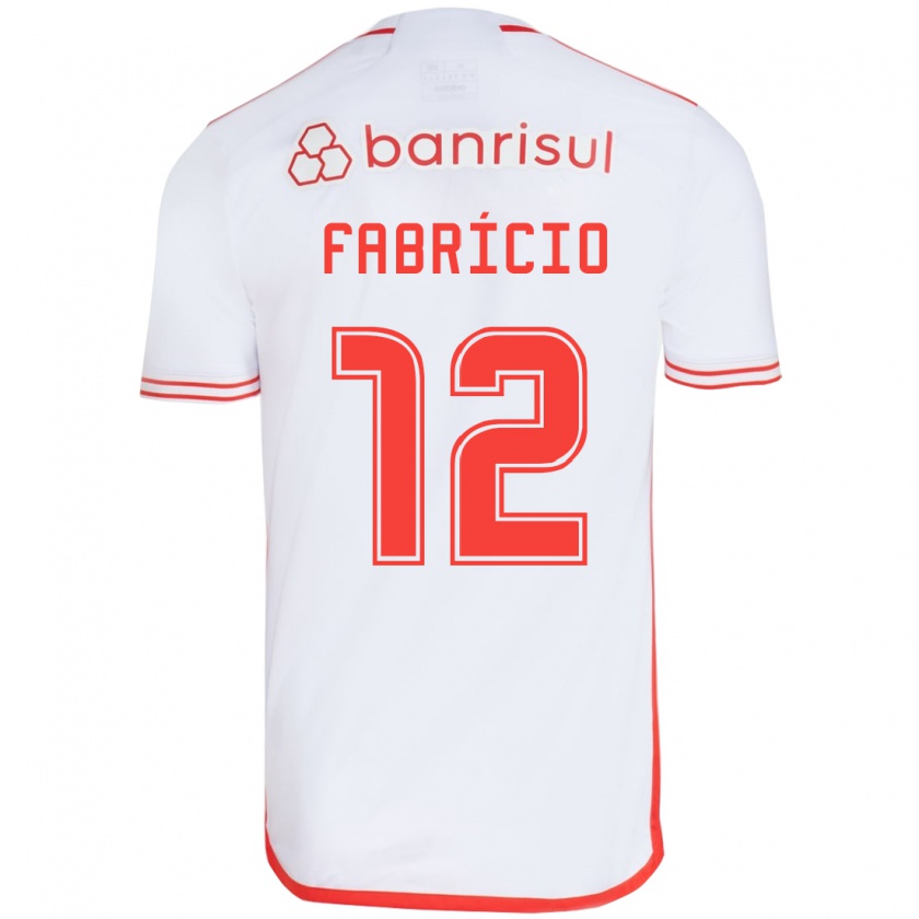 Kandiny Enfant Maillot Fabrício #12 Blanc Rouge Tenues Extérieur 2024/25 T-Shirt