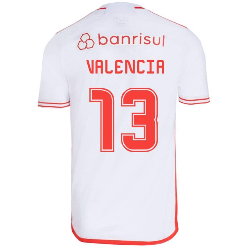 Kandiny Enfant Maillot Enner Valencia #13 Blanc Rouge Tenues Extérieur 2024/25 T-Shirt