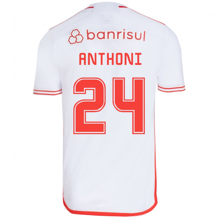 Kandiny Enfant Maillot Anthoni #24 Blanc Rouge Tenues Extérieur 2024/25 T-Shirt