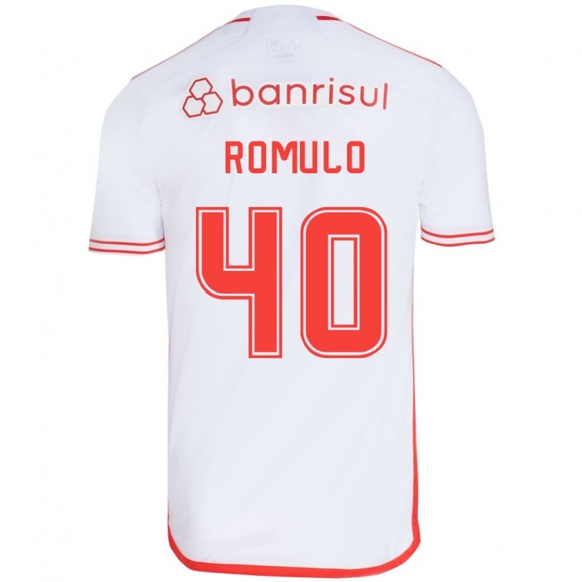 Kandiny Enfant Maillot Rômulo #40 Blanc Rouge Tenues Extérieur 2024/25 T-Shirt