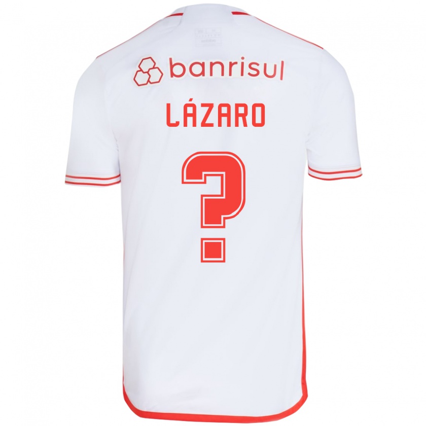 Kandiny Enfant Maillot Lázaro #0 Blanc Rouge Tenues Extérieur 2024/25 T-Shirt