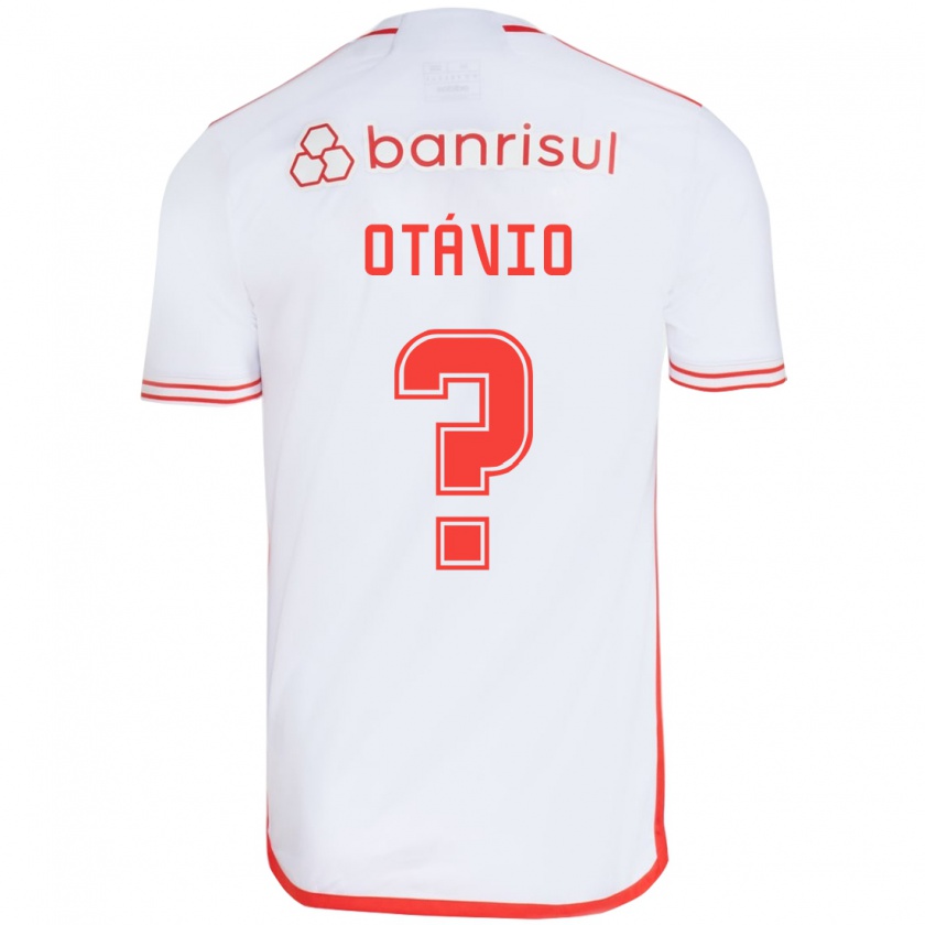 Kandiny Enfant Maillot Luis Otávio #0 Blanc Rouge Tenues Extérieur 2024/25 T-Shirt