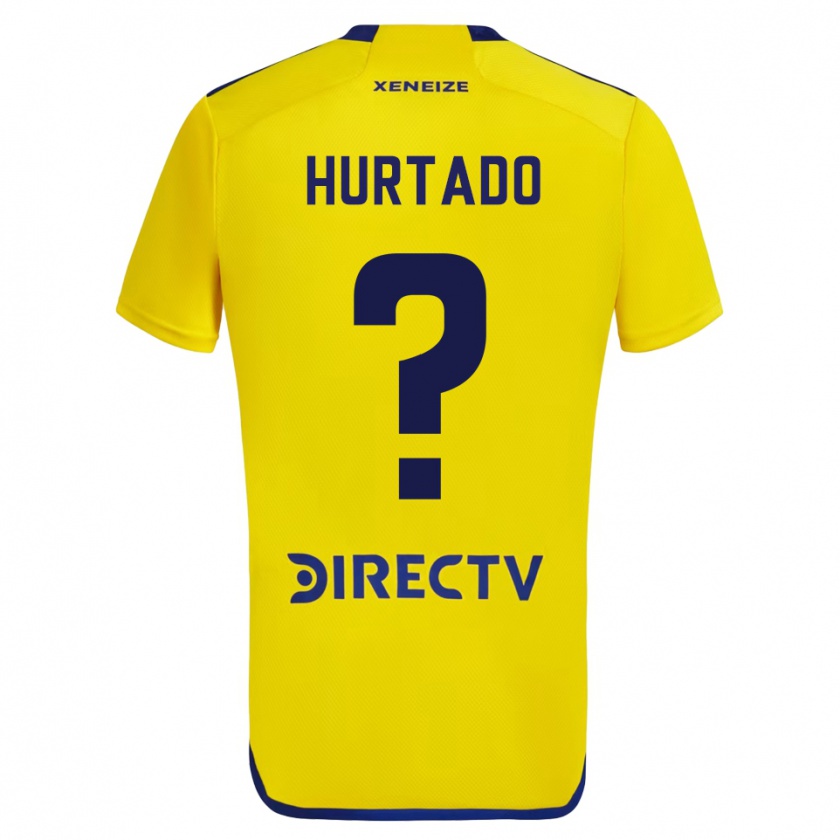 Kandiny Enfant Maillot Jan Hurtado #0 Jaune Bleu Tenues Extérieur 2024/25 T-Shirt