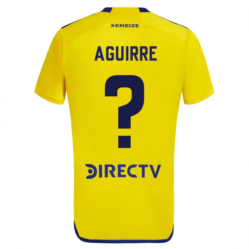 Kandiny Enfant Maillot Brian Aguirre #0 Jaune Bleu Tenues Extérieur 2024/25 T-Shirt