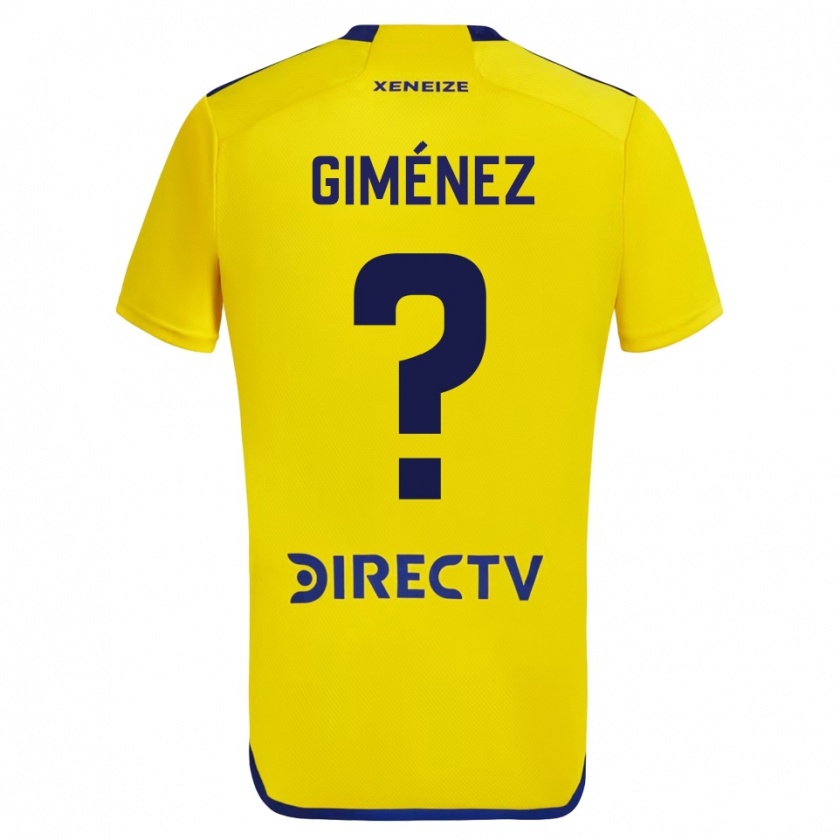 Kandiny Enfant Maillot Milton Giménez #0 Jaune Bleu Tenues Extérieur 2024/25 T-Shirt