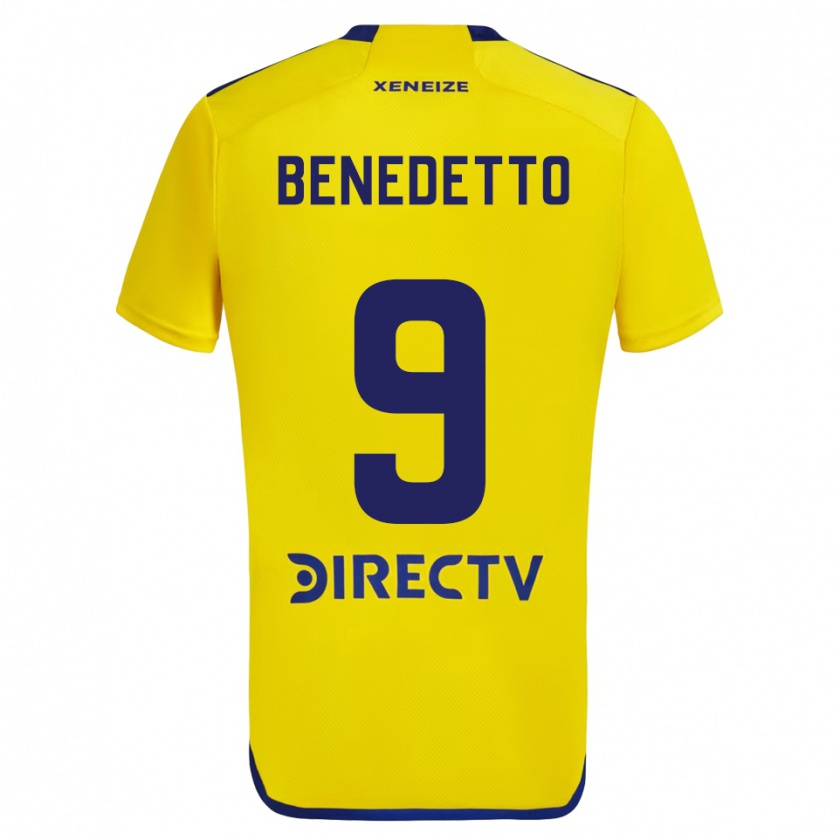 Kandiny Enfant Maillot Darío Benedetto #9 Jaune Bleu Tenues Extérieur 2024/25 T-Shirt