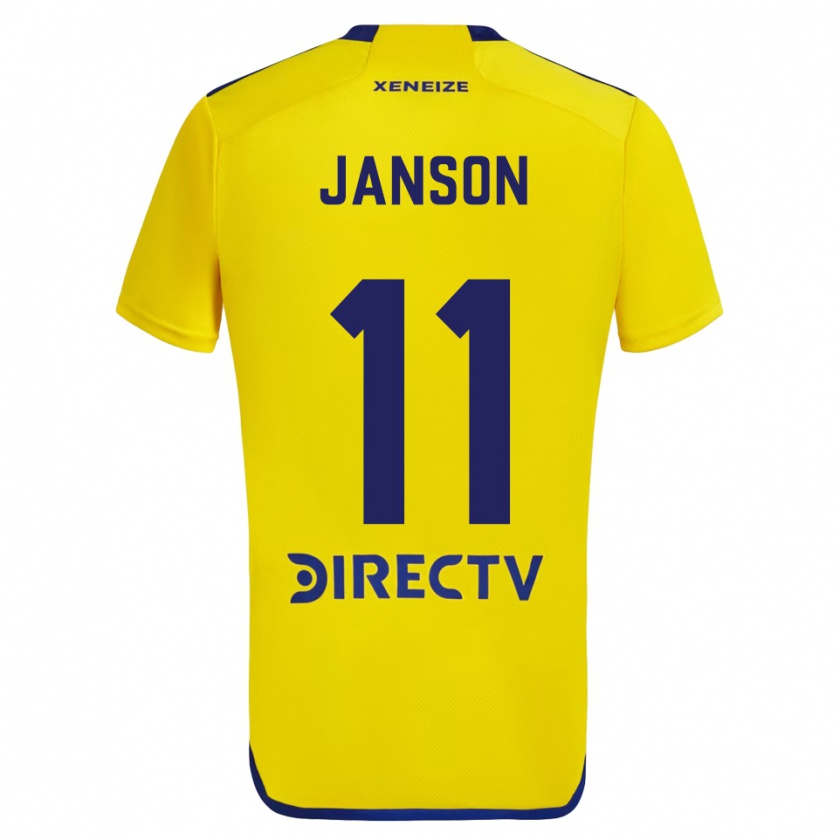 Kandiny Enfant Maillot Lucas Janson #11 Jaune Bleu Tenues Extérieur 2024/25 T-Shirt