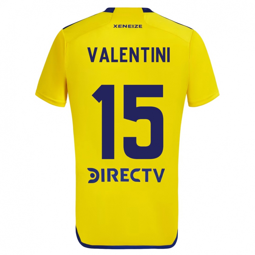 Kandiny Enfant Maillot Nicolás Valentini #15 Jaune Bleu Tenues Extérieur 2024/25 T-Shirt