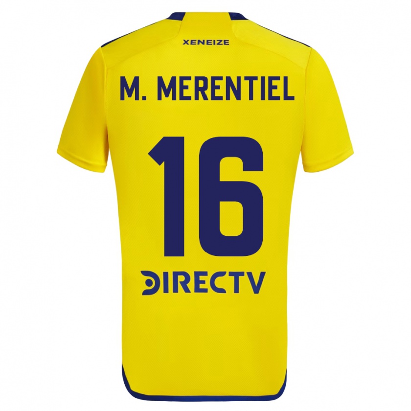 Kandiny Enfant Maillot Miguel Merentiel #16 Jaune Bleu Tenues Extérieur 2024/25 T-Shirt