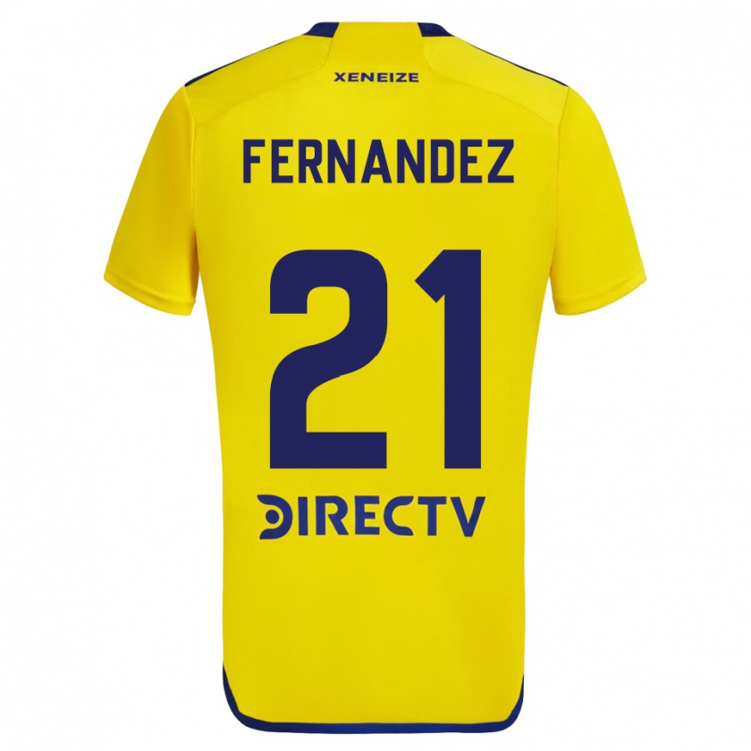 Kandiny Enfant Maillot Ezequiel Fernández #21 Jaune Bleu Tenues Extérieur 2024/25 T-Shirt