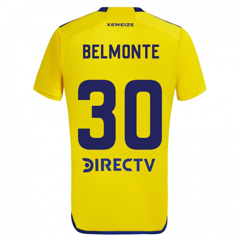 Kandiny Enfant Maillot Tomás Belmonte #30 Jaune Bleu Tenues Extérieur 2024/25 T-Shirt