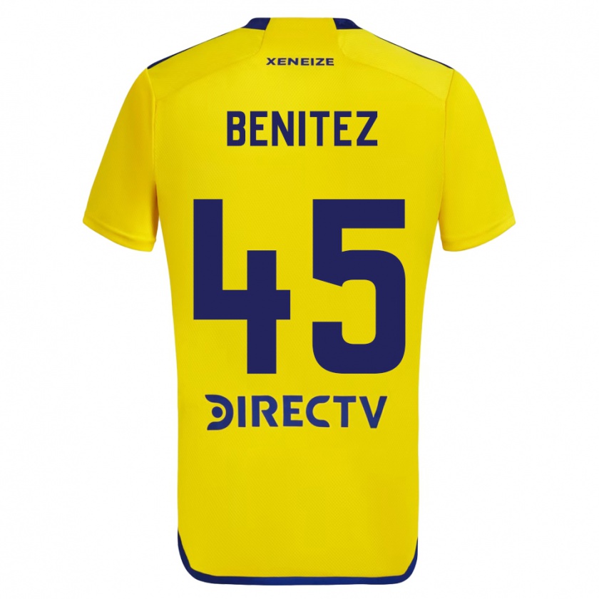 Kandiny Enfant Maillot Mauricio Benítez #45 Jaune Bleu Tenues Extérieur 2024/25 T-Shirt