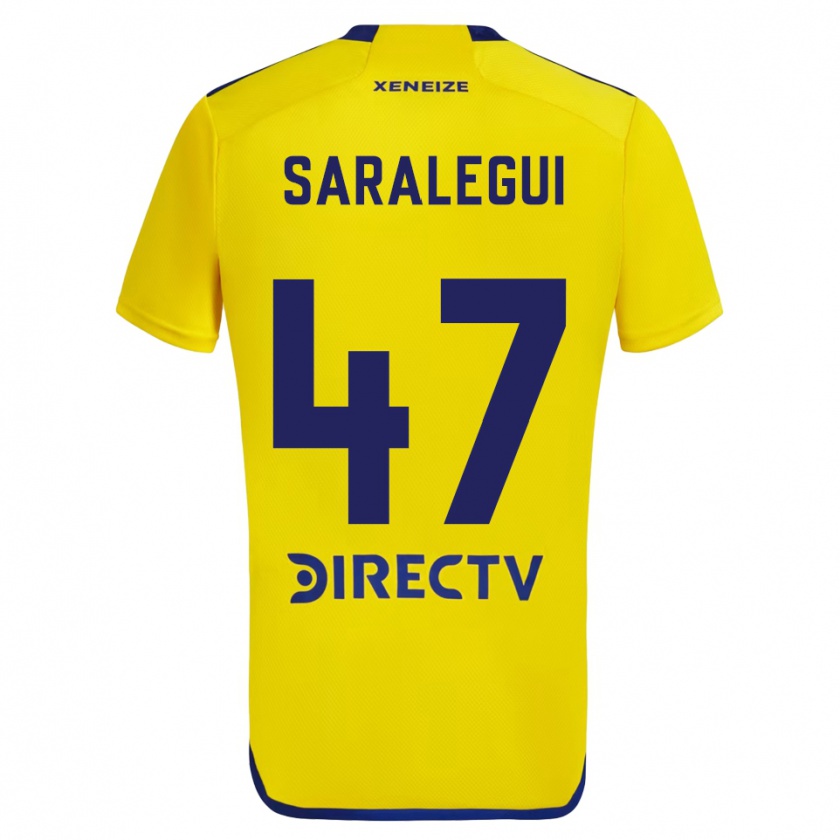 Kandiny Enfant Maillot Jabes Saralegui #47 Jaune Bleu Tenues Extérieur 2024/25 T-Shirt