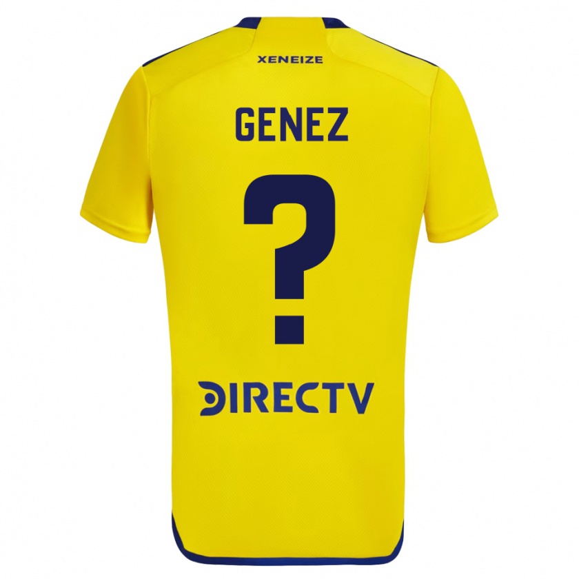 Kandiny Enfant Maillot Nahuel Genez #0 Jaune Bleu Tenues Extérieur 2024/25 T-Shirt