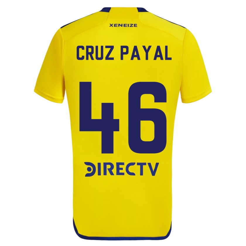 Kandiny Enfant Maillot Juan Cruz Payal #46 Jaune Bleu Tenues Extérieur 2024/25 T-Shirt