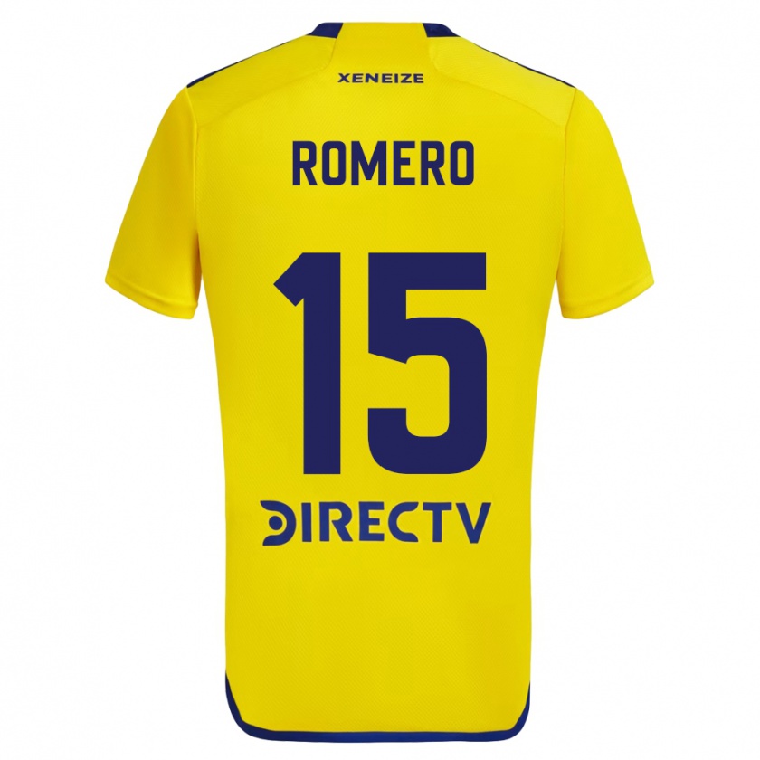 Kandiny Enfant Maillot Alejo Romero #15 Jaune Bleu Tenues Extérieur 2024/25 T-Shirt