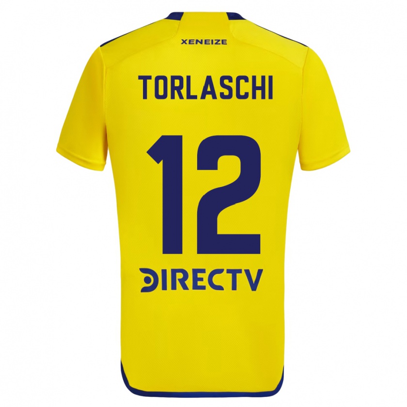 Kandiny Enfant Maillot Lucas Torlaschi #12 Jaune Bleu Tenues Extérieur 2024/25 T-Shirt