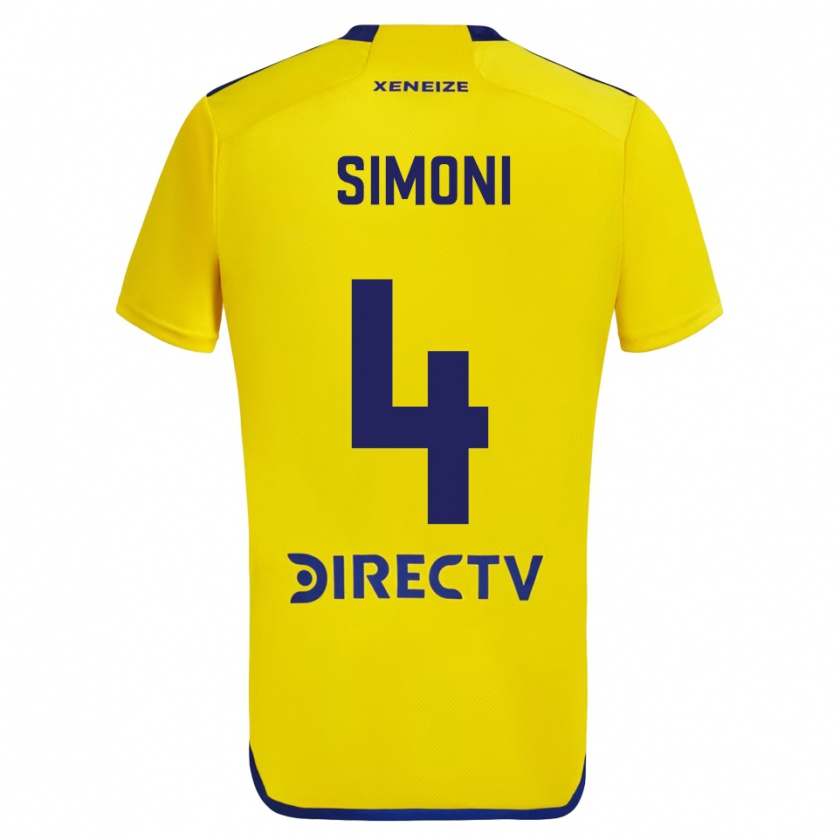 Kandiny Enfant Maillot Tiago Simoni #4 Jaune Bleu Tenues Extérieur 2024/25 T-Shirt