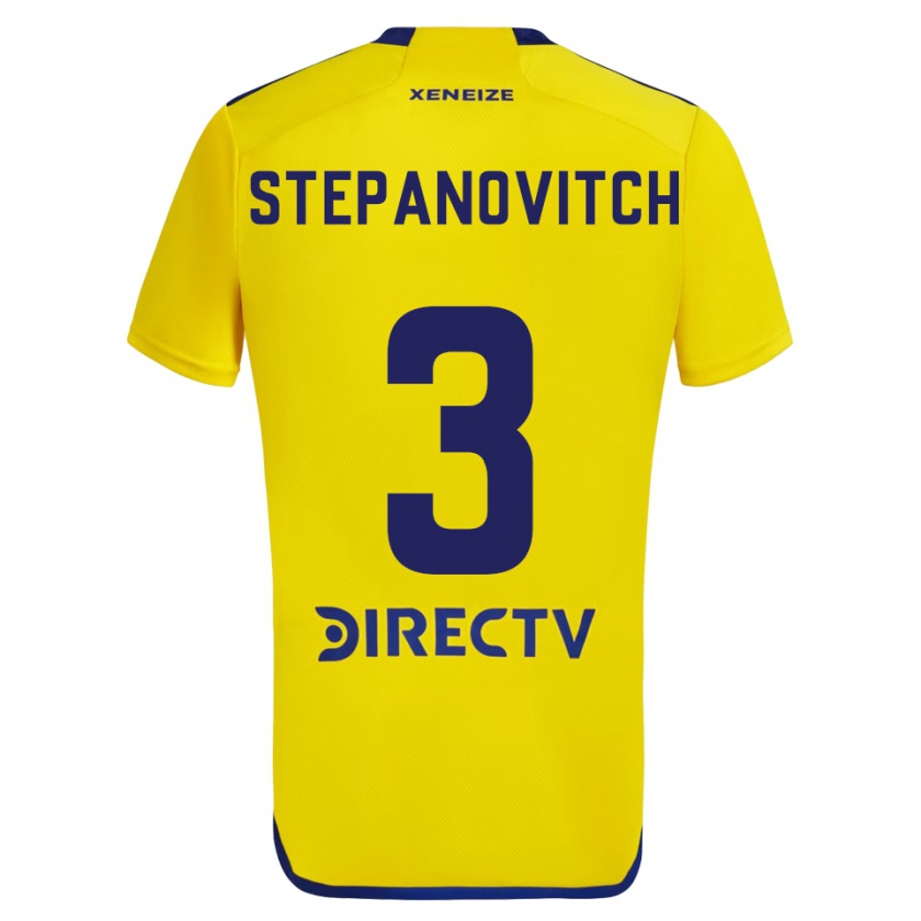 Kandiny Enfant Maillot Nicolás Stepanovitch #3 Jaune Bleu Tenues Extérieur 2024/25 T-Shirt