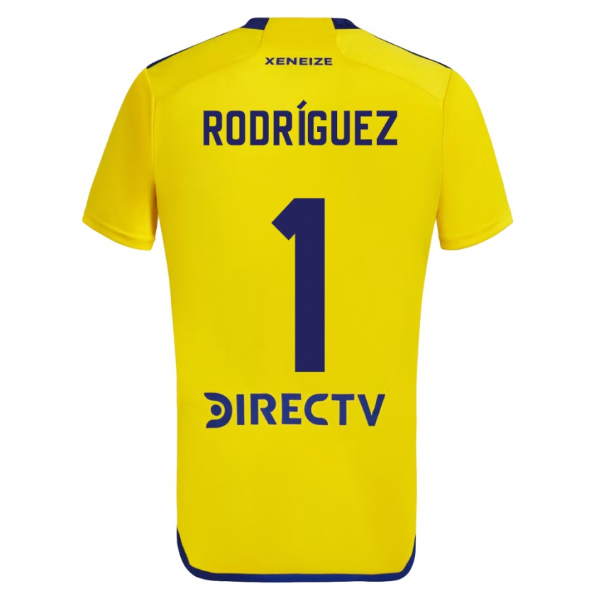 Kandiny Enfant Maillot Fernando Rodríguez #1 Jaune Bleu Tenues Extérieur 2024/25 T-Shirt