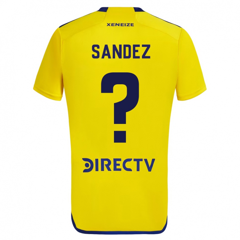 Kandiny Enfant Maillot Agustín Sández #0 Jaune Bleu Tenues Extérieur 2024/25 T-Shirt