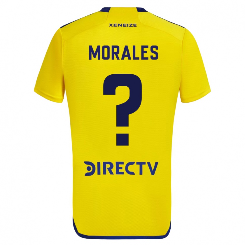 Kandiny Enfant Maillot Gonzalo Morales #0 Jaune Bleu Tenues Extérieur 2024/25 T-Shirt