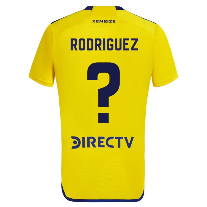 Kandiny Enfant Maillot Román Rodríguez #0 Jaune Bleu Tenues Extérieur 2024/25 T-Shirt