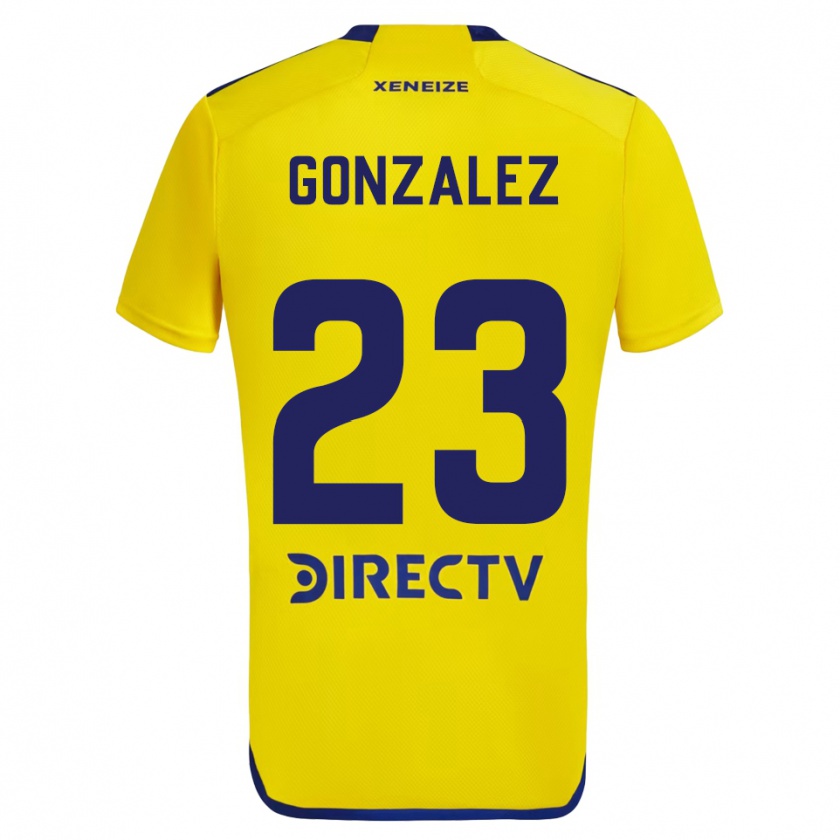 Kandiny Enfant Maillot Diego González #23 Jaune Bleu Tenues Extérieur 2024/25 T-Shirt