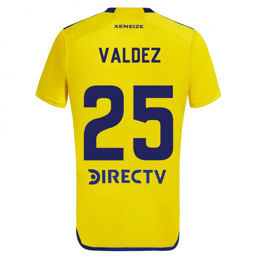 Kandiny Enfant Maillot Bruno Valdez #25 Jaune Bleu Tenues Extérieur 2024/25 T-Shirt