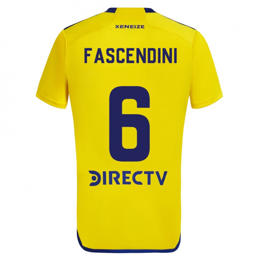 Kandiny Enfant Maillot Valentín Fascendini #6 Jaune Bleu Tenues Extérieur 2024/25 T-Shirt